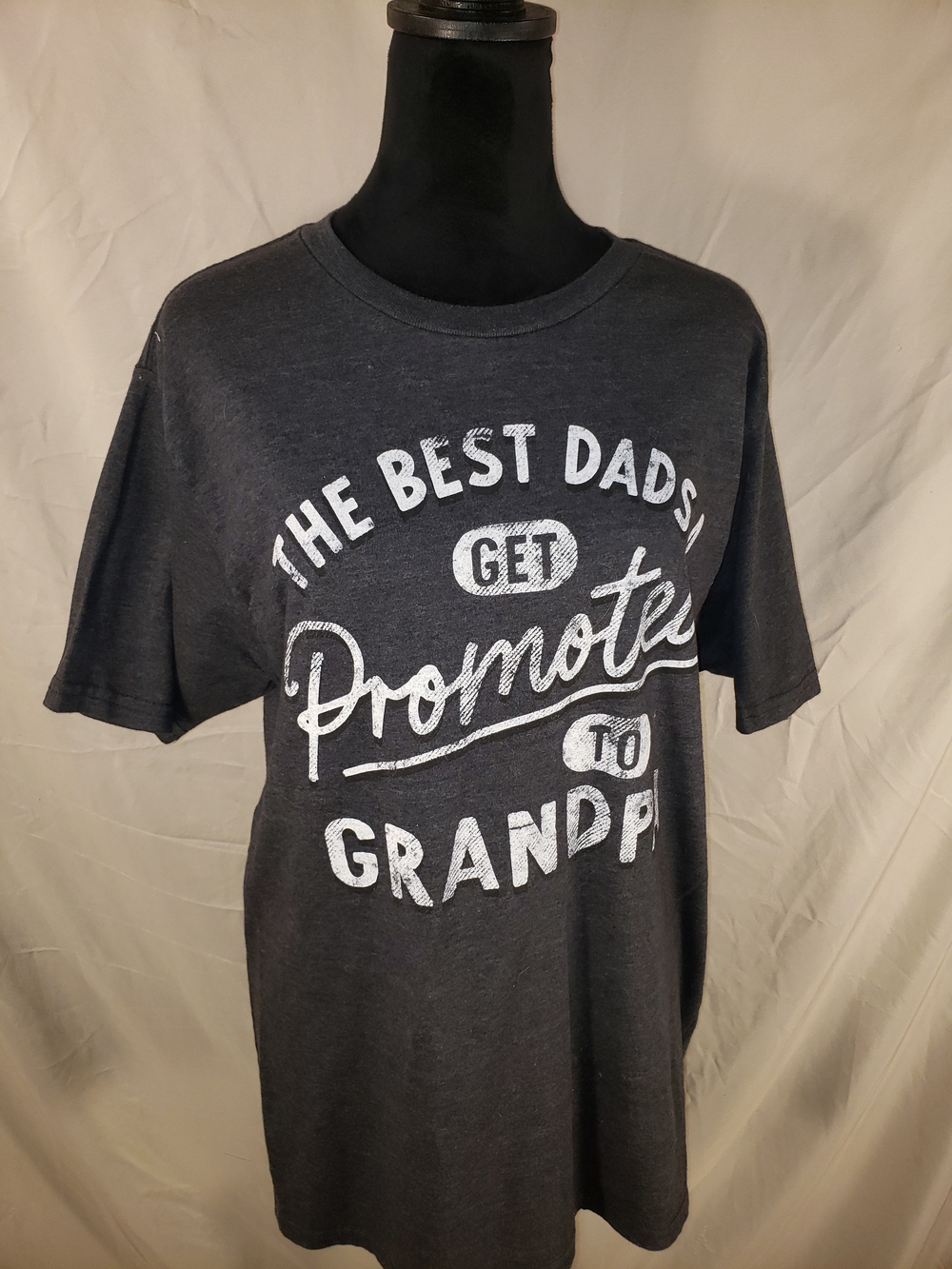 Men's Charcoal Graphic Tee - "The Best Dads Get Promoted to Grandpa" - M
